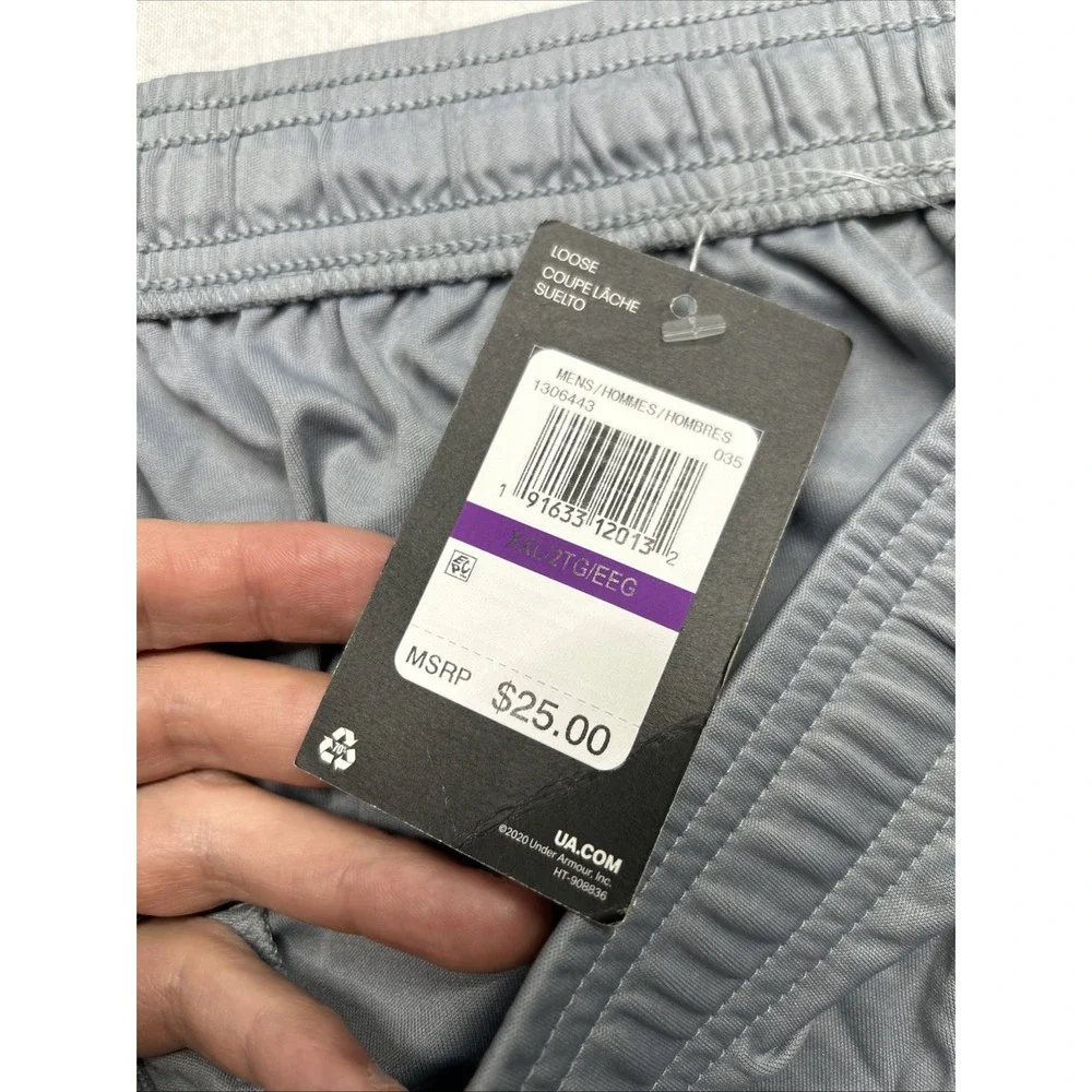 Under Armour Mens Gray HeatGear Running Shorts 2XL Loose Fit 1306443